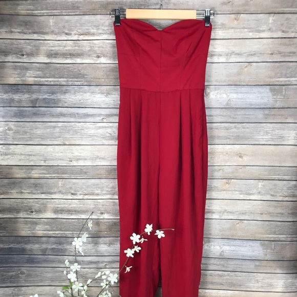 Forever 21 Other - Forever 21 Red/ Burgundy Strapless Jumpsuit Sz S